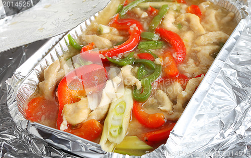 Image of Shredded chicken and pepper slices