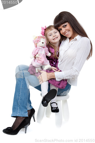 Image of Mother and daughter sitting on a chair