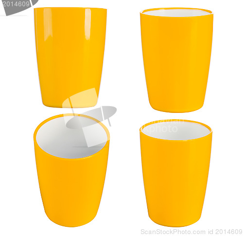 Image of yellow plastic glass for juice