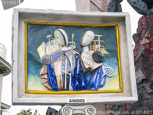 Image of VIAREGGIO, ITALY - FEBRUARY 19:   parade of allegorical chariot 