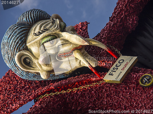 Image of VIAREGGIO, ITALY - FEBRUARY 19:   parade of allegorical chariot 