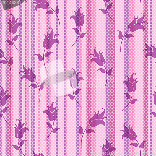 Image of Seamless striped pink floral pattern