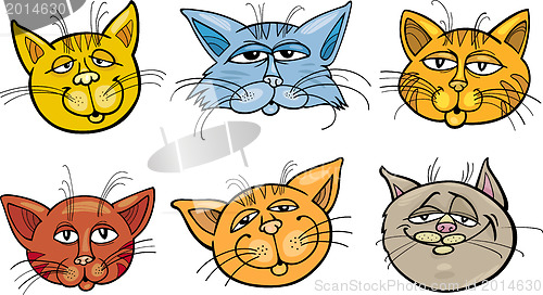 Image of Cartoon funny cats heads set