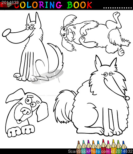 Image of Cartoon Dogs or Puppies for Coloring Book