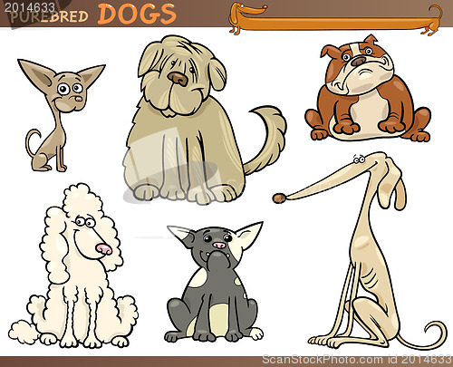 Image of purebred dogs cartoon set