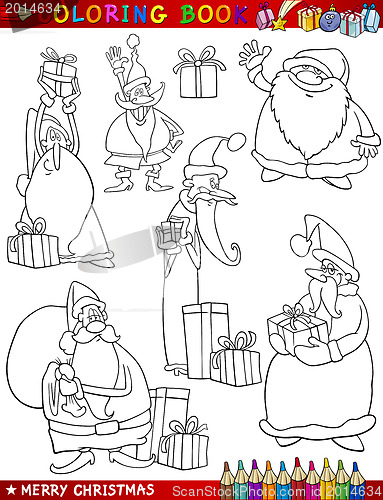 Image of cartoon christmas themes for coloring book