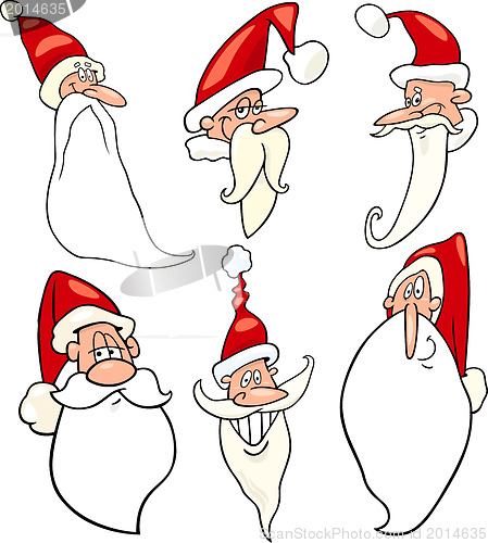 Image of funny santa claus cartoon faces icons set