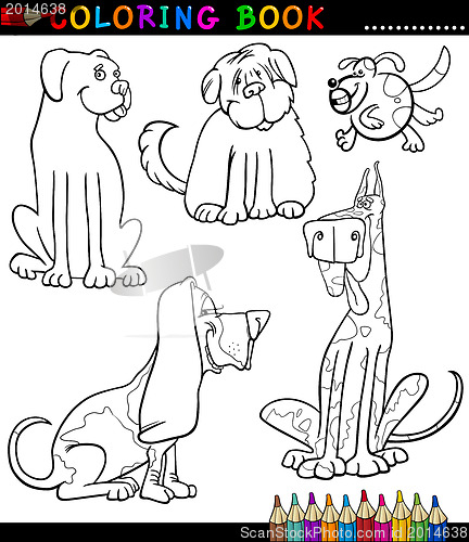 Image of Cartoon Dogs or Puppies for Coloring Book