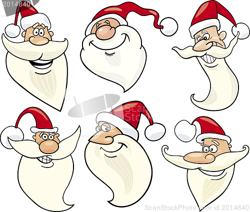 Image of cheerful santa claus cartoon faces icons set