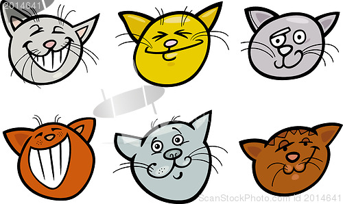 Image of Cartoon funny cats heads set