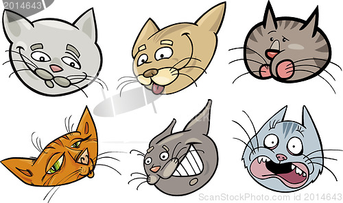 Image of Cartoon funny cats heads set