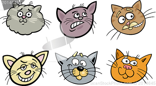 Image of Cartoon funny cats heads set