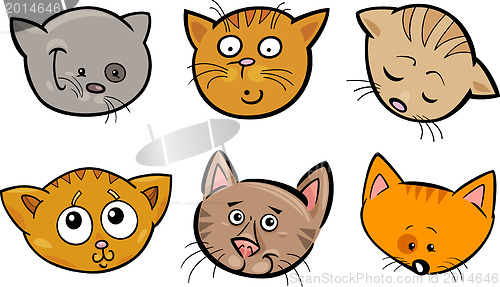 Image of Cartoon funny cats heads set
