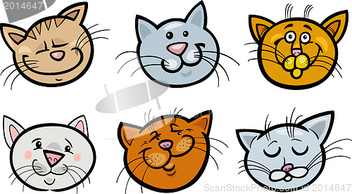 Image of Cartoon funny cats heads set