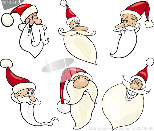 Image of cheerful santa claus cartoon faces icons set