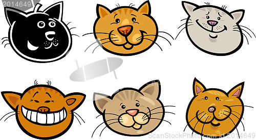 Image of Cartoon funny cats heads set