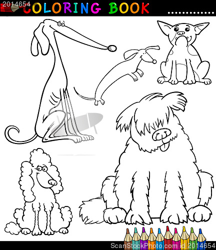 Image of Cartoon Dogs or Puppies for Coloring Book