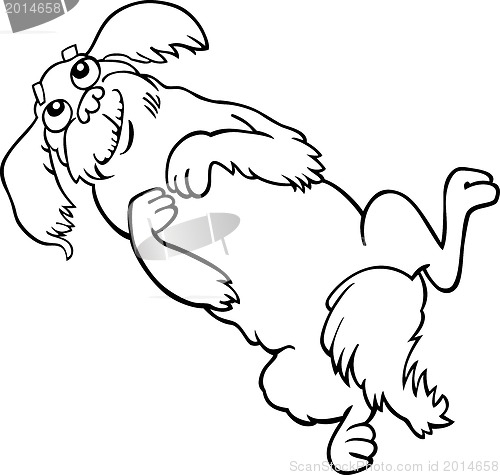 Image of happy fluffy dog cartoon for coloring