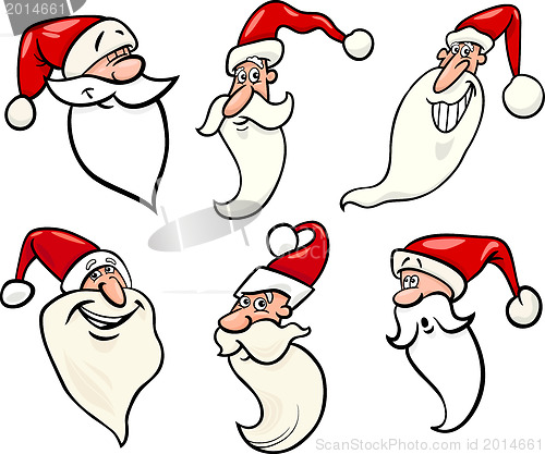 Image of funny santa claus cartoon faces icons set