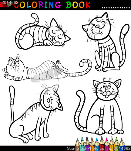 Image of Cartoon Cats or Kittens for Coloring Book