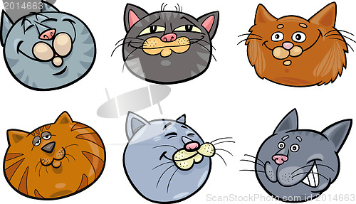 Image of Cartoon funny cats heads set