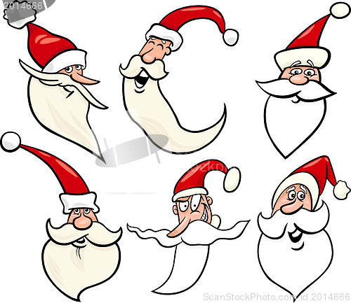 Image of happy santa claus cartoon faces icons set