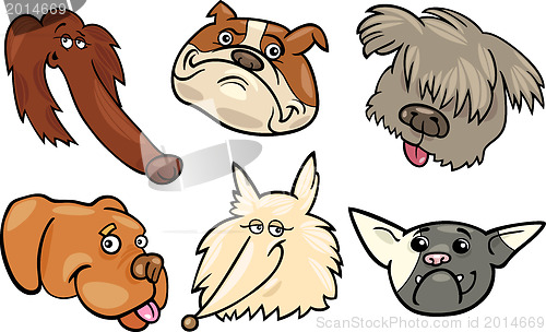 Image of Cartoon funny dogs heads set