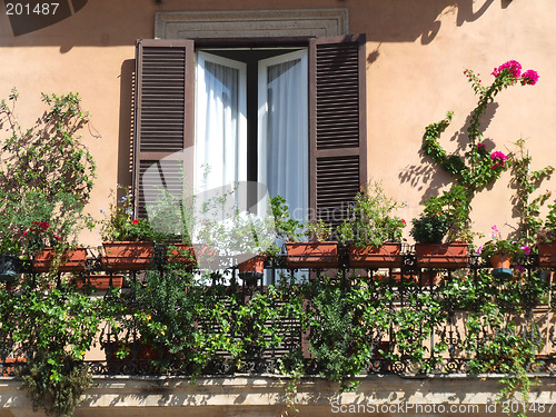 Image of Beautiful balcony with flowers