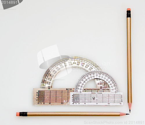 Image of Pencils and protractor 