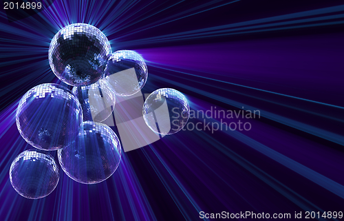 Image of dark funky background with mirror disco balls