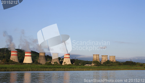 Image of Pipes smoke. Thermal station.