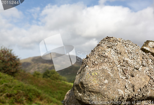 Image of Lichen covered rock in Lake District