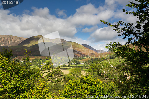 Image of View over Buttermere village to distant hills