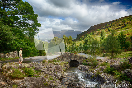 Image of Ashness Bridge over small stream in Lake District