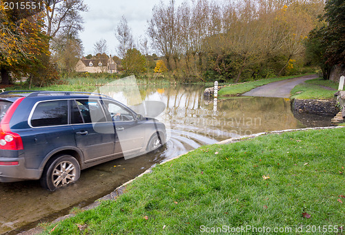 Image of Car crossing deep ford in Shilton Oxford