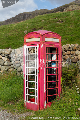 Image of Old BT phone box in Lake District being renovated
