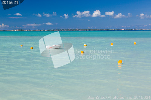 Image of Speedboat in calm sea off Grand Case St Martin