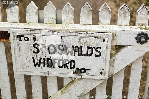 Image of Signpost for footpath to St Oswalds church