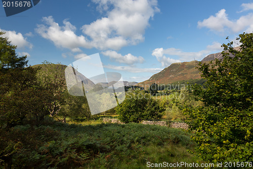 Image of View over Buttermere village to distant hills