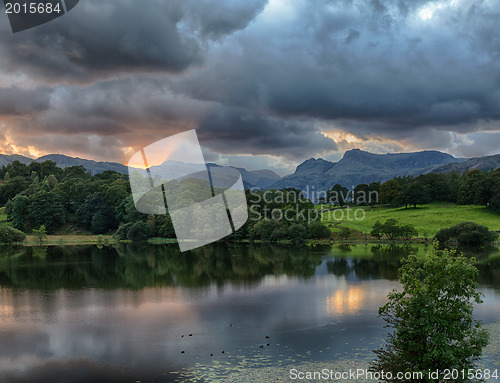 Image of Sunset at Loughrigg Tarn in Lake District