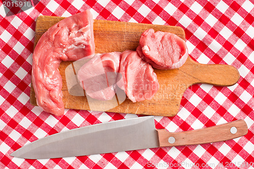 Image of sliced raw pork meat