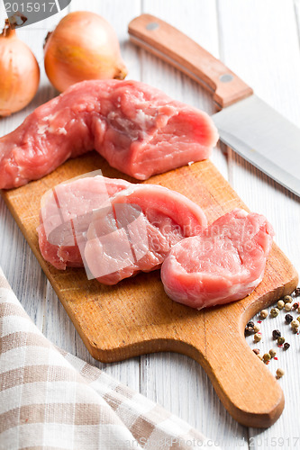 Image of sliced raw pork meat