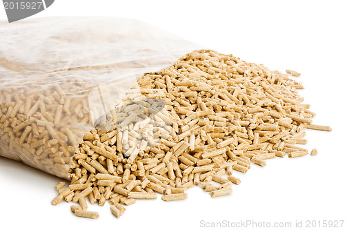 Image of wooden pellets in plastic bag