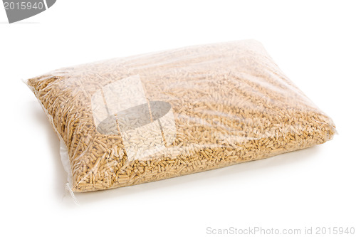 Image of wooden pellets in plastic bag