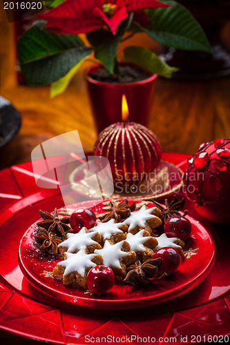 Image of Homemade gingerbread star cookies for Christmas