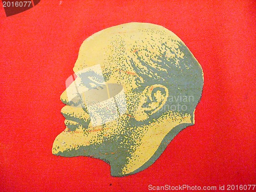 Image of The image of Lenin on the red background