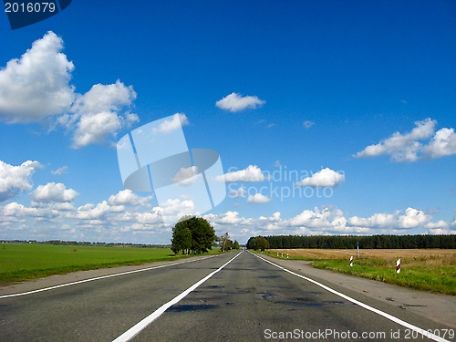 Image of The asphalted road and the blue sky