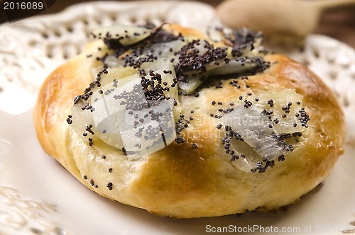 Image of Cebularze - traditional polish cake with onion and poppy seed