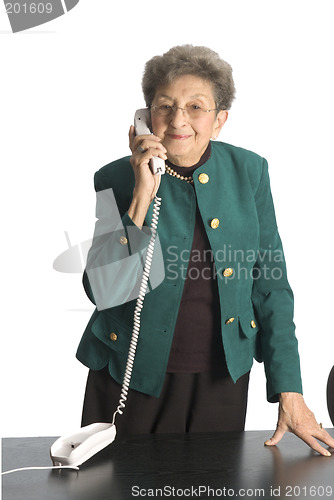 Image of business woman mature on phone