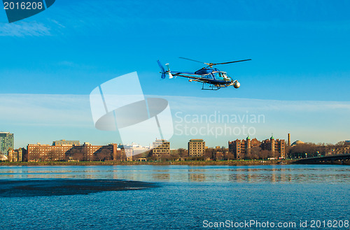 Image of Helicopter over Charles River, Boston
